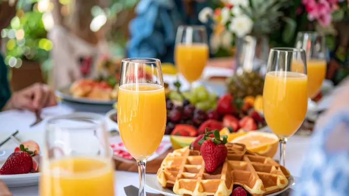 table de brunch drésée en extérieur