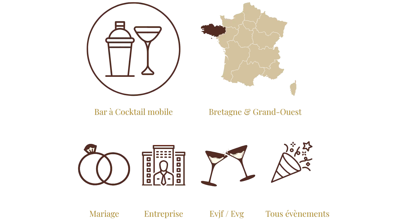 Carte de la france zone de déplacement du bar mobile Cocktails et Confettis